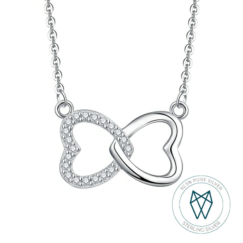 0131 overlapping hearts pendant necklace