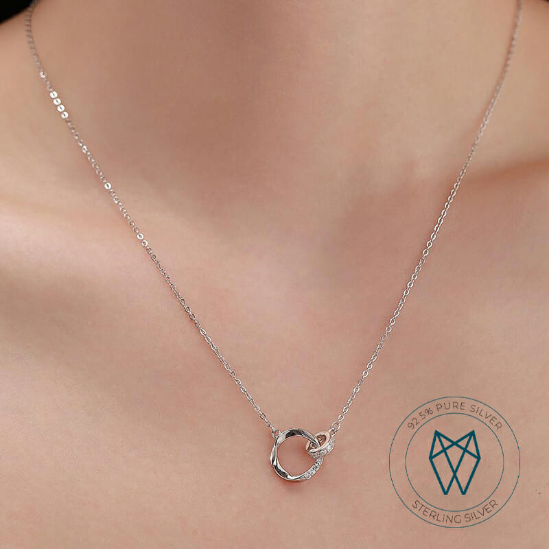 Circle Connected Charm Necklace 925 Sterling Silver (Limited