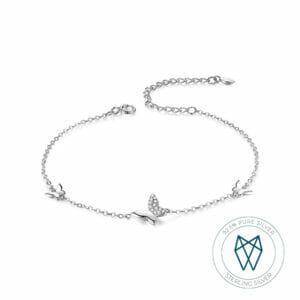 0171 silver butterfly charm bracelet