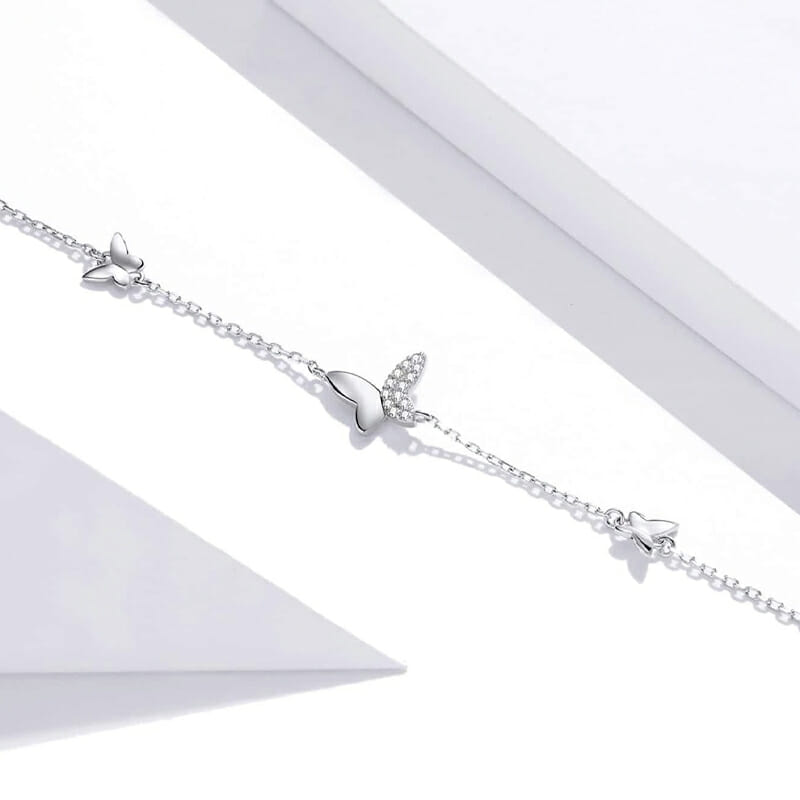 0171 silver butterfly charm bracelet