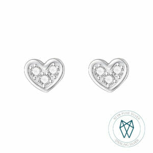 0172 diamante heart stud earrings