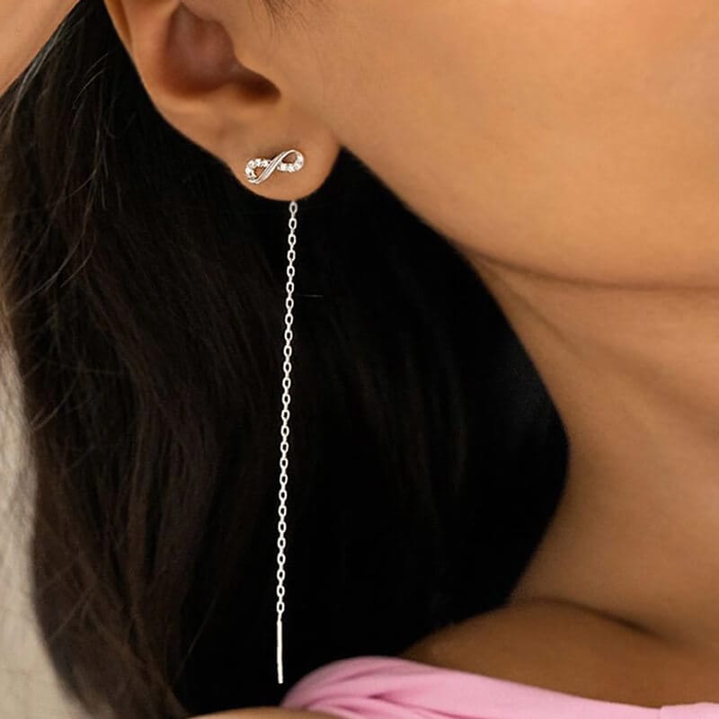 Eternal Elegance: Infinity Silver Threader Earrings for a Mesmerizing Look